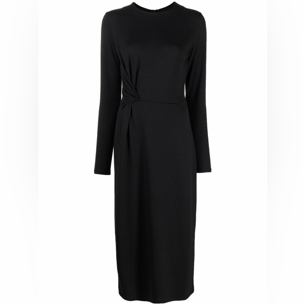 VINCE Black Side Twist Midi Dress